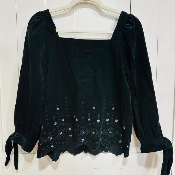 Madewell Evergreen Corduroy Embroidered Button-Front Blouse – Size Small - Picture 4 of 7